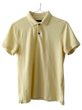 Massimo Dutti Men’s Butter Yellow Extra Fine Pique Cotton Polo Shirt Size Small